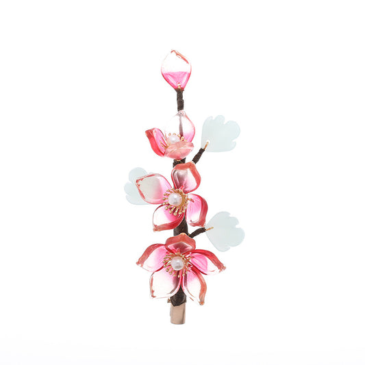 Horquilla de Flor de Cristal Antigua Roja para Traje Hanfu - Image 2