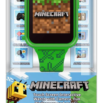 Minecraft Kids Smart Watch – Touchscreen Interactive Watch with 10 Customizable Clock Faces, Built-In Camera, Video Recorder, Alarm, Calculator, Games & Pedometer – Fits Wrists 5.5" to 8" - Tekeno