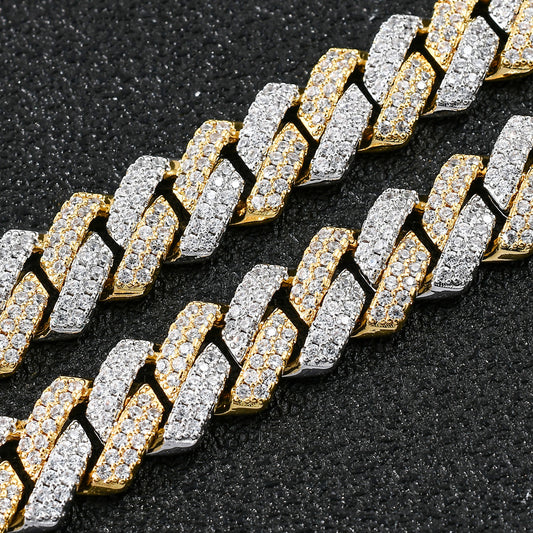 Cadena Cubana 14mm Chapada en Zirconia - Estilo Europeo y Americano - Image 2
