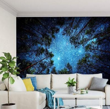 Tapiz de Pared Bosque Estrellado - Tela de Fondo Decorativa para el Hogar - Image 2