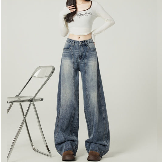 Jeans Anchos Retro Azul Vintage de Cintura Alta para Mujer - Image 2