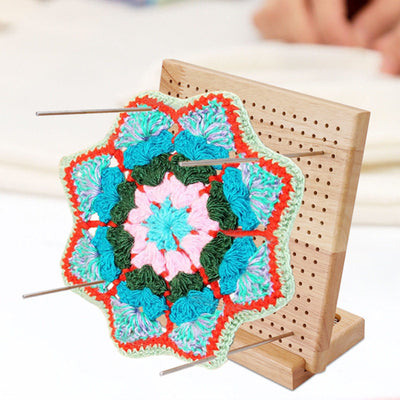 Tablero de Tejido en Madera Maciza para Cuadrados de Crochet