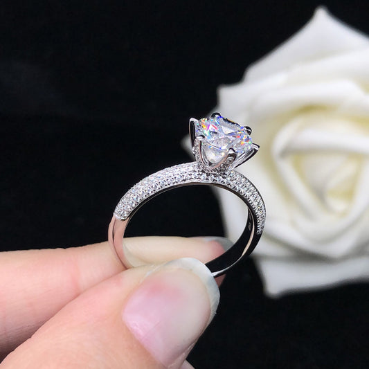 Anillo de Diamante Seis Garras para Pareja - Estilo Coreano - Image 2