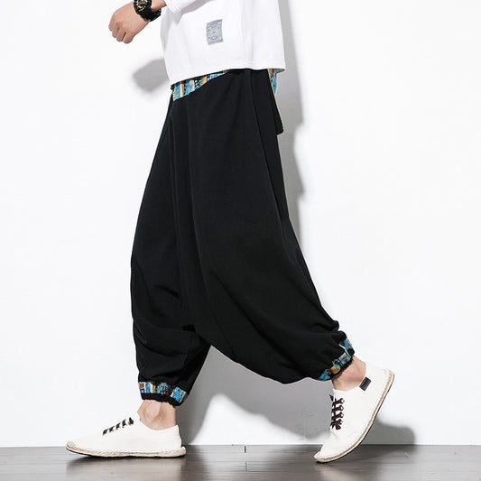 Pantalones Anchos Étnicos Nepaleses con Tirantes Retro para Hombre - Image 2