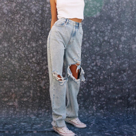 Jeans Rotos Mujer Estilo Europeo Americano Ajustado Denim - Image 2