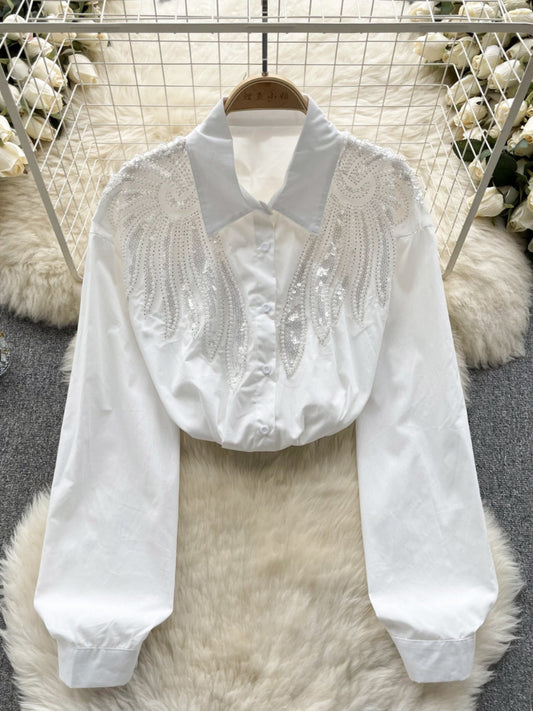 Blusa Mujer Diseño Sofisticado con Cuentas y Lentejuelas - Image 2