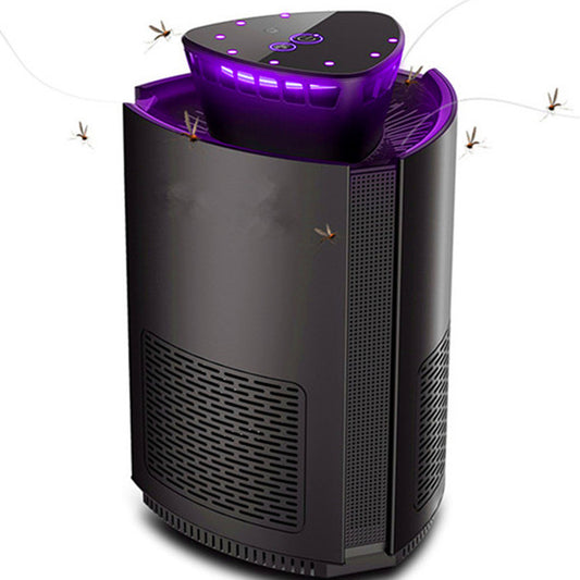 Black intelligent mosquito repellent light with purple glow and four 4.13-inch round sticky traps. - Image 2