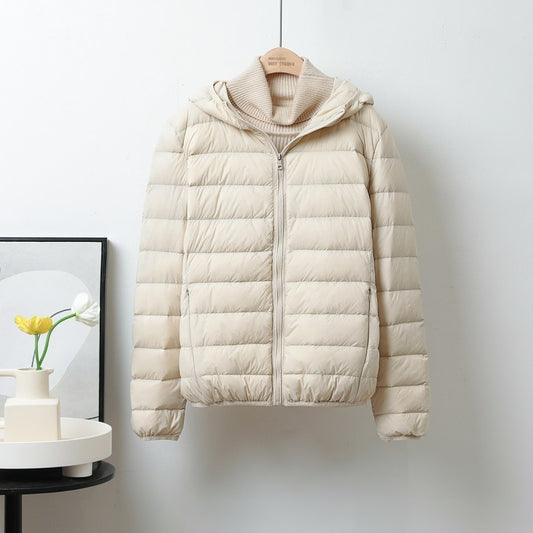 Chaqueta Corta Acolchada de Plumón para Mujer con Capucha y Cuello Alto - Image 2
