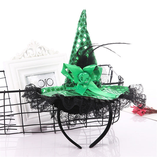 Diadema de Sombrero de Bruja para Halloween con Encaje y Lentejuelas - Image 2