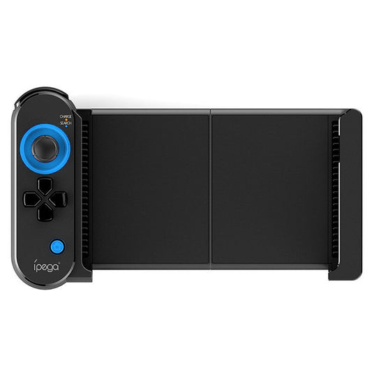 IPEGA PG-9120 wireless Bluetooth gamepad in black with a blue joystick and retractable phone holder. - Image 2