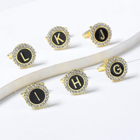 Gemelos Franceses de Diamante Redondo con 26 Letras para Hombre - Image 2