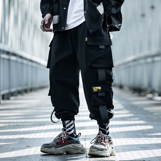 Pantalones Cargo Paracaidista Loose Tide Negros - Estilo Urbano Oversized - Image 2