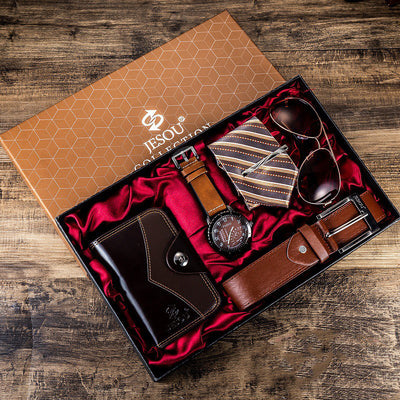 Set Completo de Accesorios para Hombre: Reloj, Cinturón, Corbata y Billetera