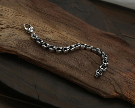 Pulsera de Plata Tailandesa con Calavera para Hombre - Image 2