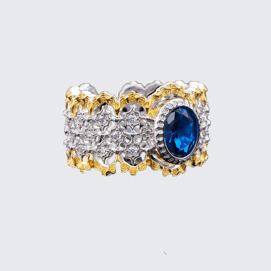 Anillo Pico Dorado Bicolor Calado - Diseño Minimalista Elegante - Image 2