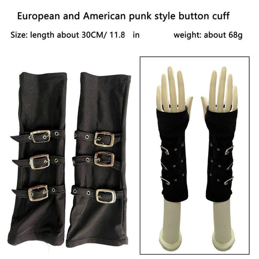 Guantes Punk Kunoichi Dedos Libres Negro Intenso - Image 2