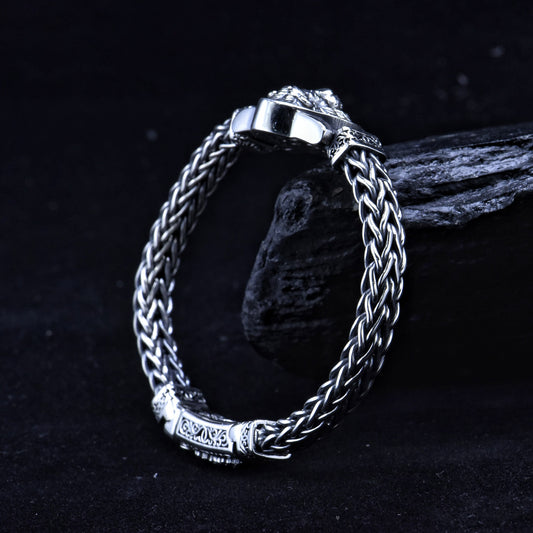 Pulsera de Plata Esterlina S925 Tejida a Mano - Diseño Étnico León Dominante - Image 2