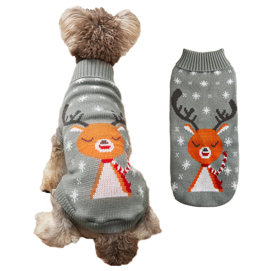 Suéter Navideño Tejido para Mascotas con Diseño de Reno - Image 2