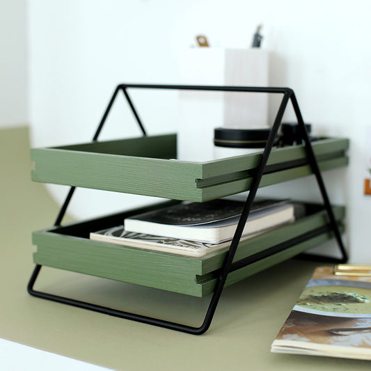 Organizador de Escritorio Minimalista de Dos Niveles para Papelería - Image 2