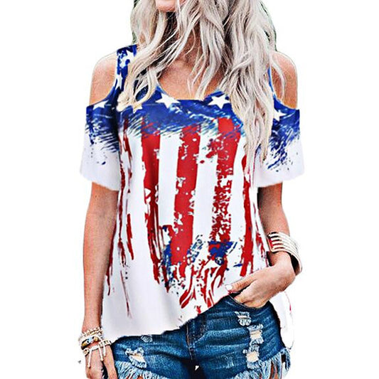 Blusa Casual Hombros Descubiertos con Estampado de Estrellas - Talla Grande - Image 2