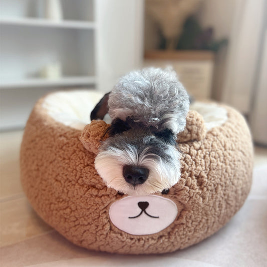 Cama Redonda para Mascotas Peluche Cuatro Estaciones - Nido Cómodo Diseño Panda Rojo - Image 4