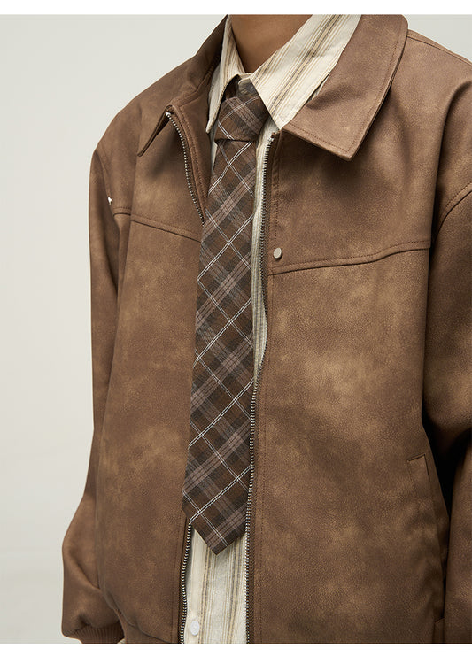 Chaqueta de Cuero Marrón Estilo Retro Americano para Hombre - Image 2