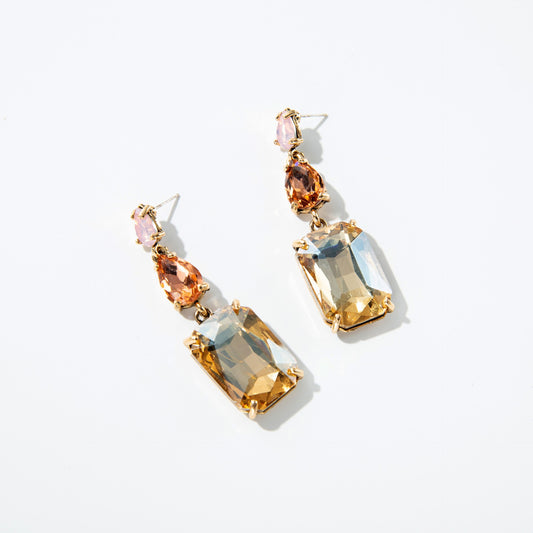 Aretes de Cristal Lujo Geométricos con Gota de Agua - Image 2