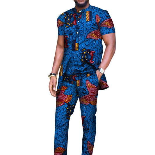 Conjunto de Traje Africano en Algodón para Hombre con Camisa y Pantalón de Manga Larga - Image 2