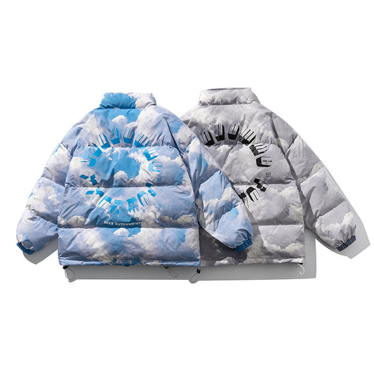 Chaqueta Acolchada con Cuello Alto Estampado Cielo Azul para Hombre - Image 2