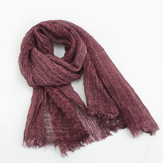 Bufanda de Lino Liso Estilo Retro con Borlas para Mujer - Image 2