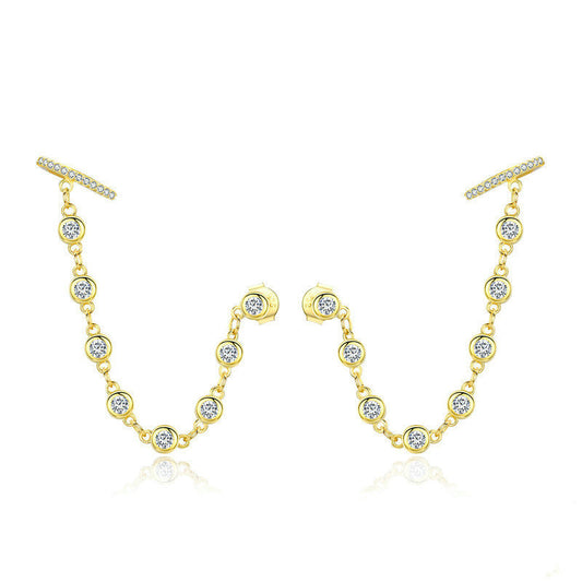 Aretes Largos Plata 925 con Baño de Oro - Diseño Fashion - Image 2