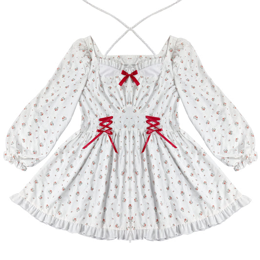 Vestido Largo de Cintura Alta con Mangas Largas y Estampado Floral Suave - Image 2