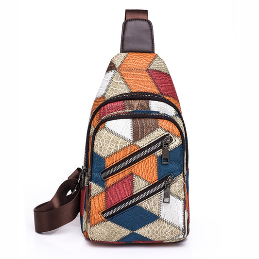 Bolso Cruzado de Gran Capacidad con Textura de Cuero PU Suave y Bloques de Color - Image 2