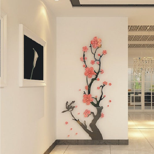 Adhesivo Mural 3D de Cristal Acrílico - Flor de Cerezo para Pared de TV - Image 2