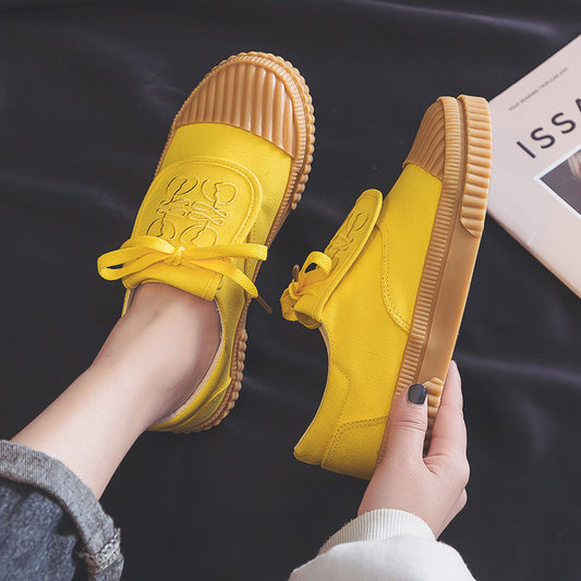 Zapatillas Blancas Minimalistas de Lona Coreana para Mujer - Image 2