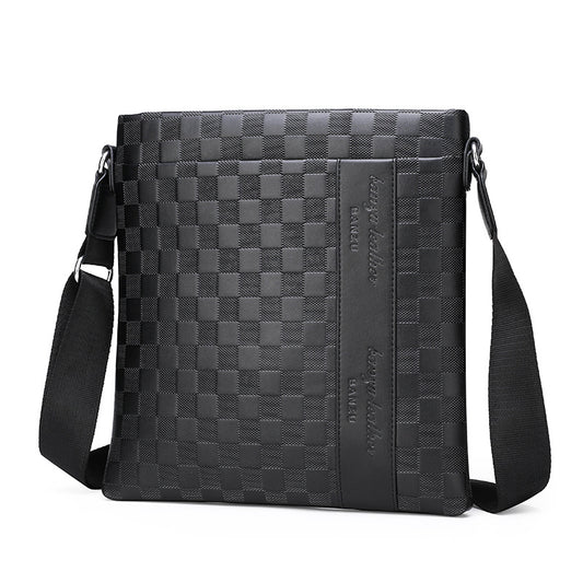 Bolsa Bandolera de Cuero para Hombre Estilo Business Casual Ajedrez - Image 2