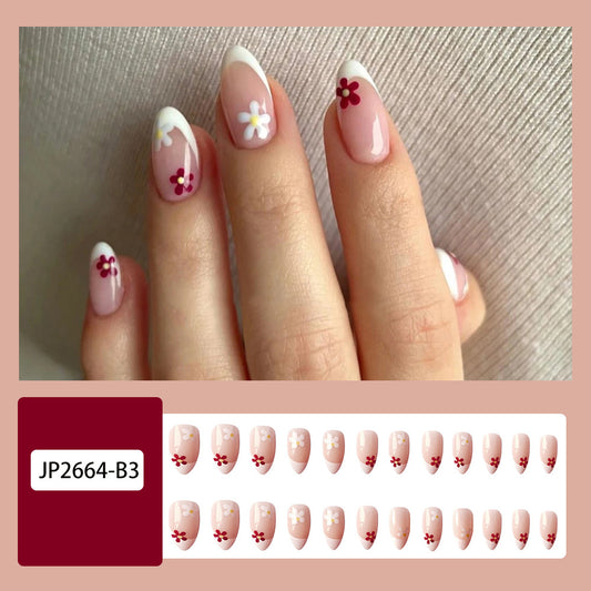 Parches de Uñas Nude Delicado - Diseño Floral Fingertip - Image 2