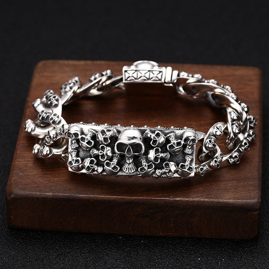 Pulsera de Plata S925 Estilo Hip Hop con Diseño de Vid Eterna y Nariz de Cerdo Personalizable para Hombre - Image 2
