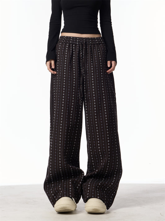 Pantalones Rectos Jacquard Retro Versátiles de Cintura Alta - Image 2