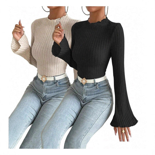 Blusa Manga Larga Cuello Redondo Rayas Texturizadas Ajuste Slim - Image 2