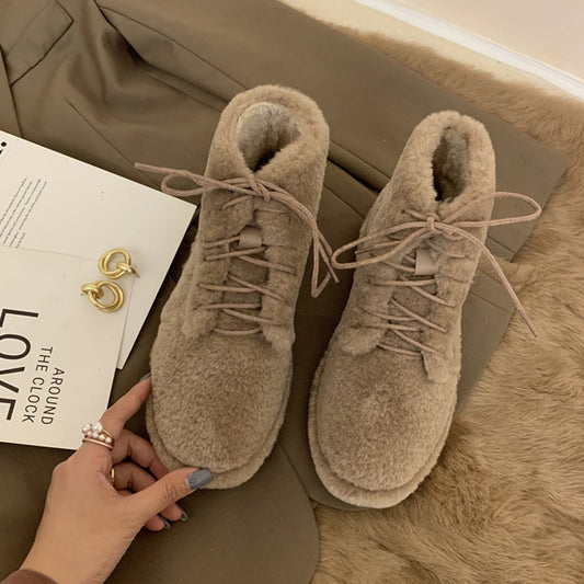 Zapatos de Algodón Cálidos con Forro de Lana y Pelaje Grueso - Image 2