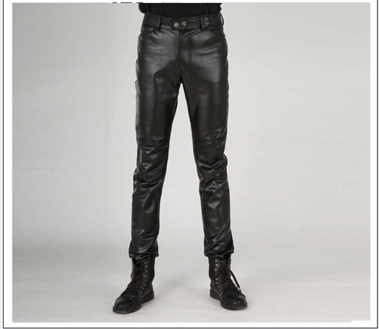 Pantalones de Cuero para Motociclista con Costuras Reforzadas - Image 2