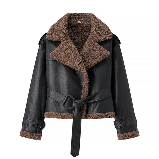 Abrigo Corto Acolchado con Cuello y Forro de Piel para Otoño e Invierno - Image 2