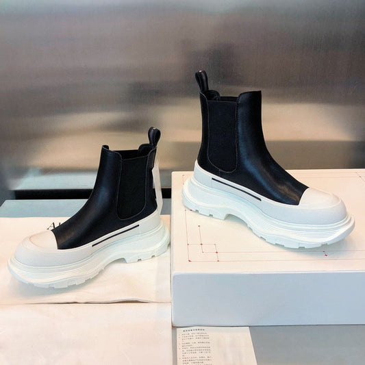 Botas Tobilleras de Cuero para Mujer con Plataforma - Image 2