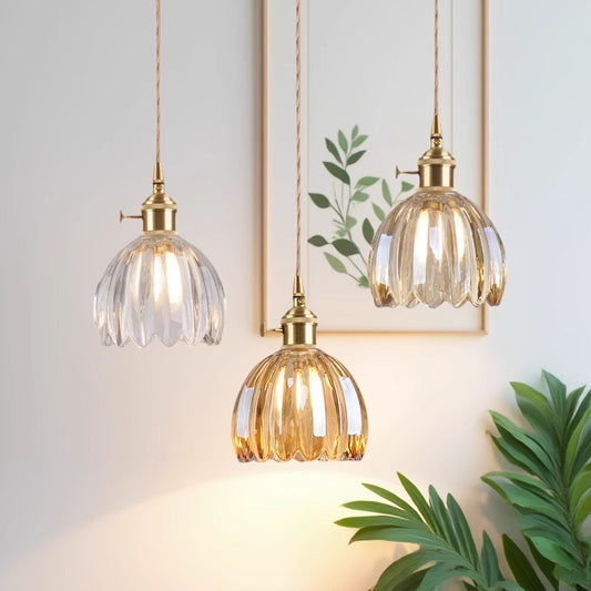 Lámpara Colgante Vintage de Cristal con Flores para Dormitorio - Image 2