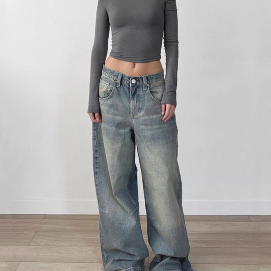Jeans Sueltos Retro Vintage Lavados para Mujer - Image 2