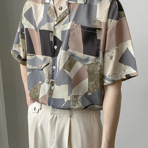 Camisa Suelta de Manga Corta para Hombre - Tela Ligera - Image 2