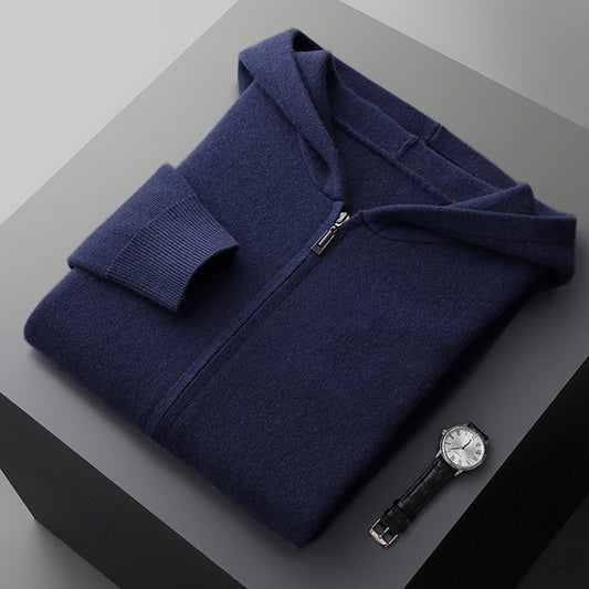Cardigan Cashmere con Capucha para Hombre - Abrigo Casual Grueso con Cierre - Image 2