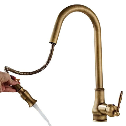 Grifo de Cocina Retráctil Estilo Europeo Antiguo con Cuenca de Cobre - Image 2