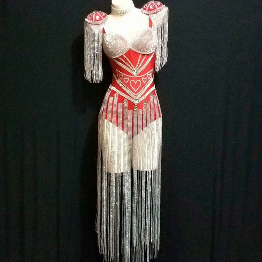 Falda de Danza Latina con Flecos y Brillantes Elástica - Image 2